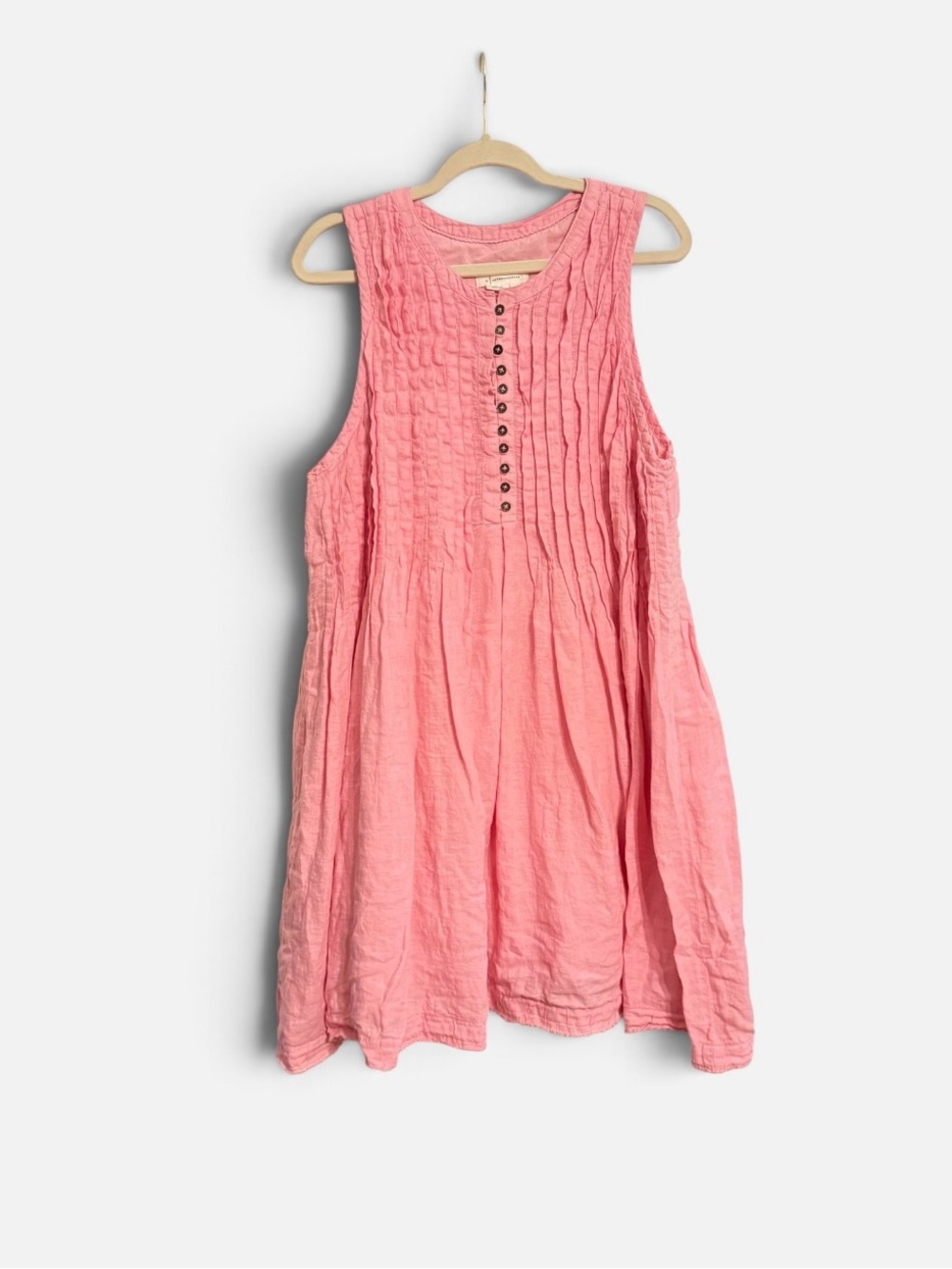 Anthropologie Coral Pink Pintuck Sleeveless Mini Dress